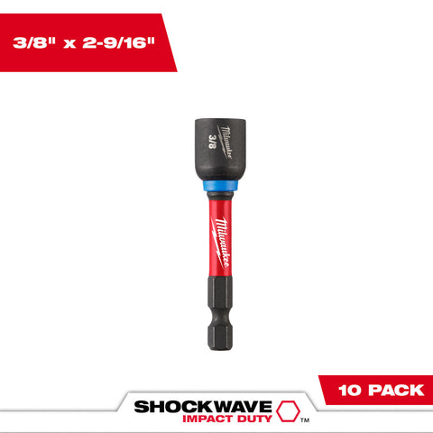 Milwaukee 49-66-0535 SHOCKWAVE Impact Duty 3/8" x 2-9/16" Magnetic Nut Driver 10PK - Ace Tool Group - Milwaukee