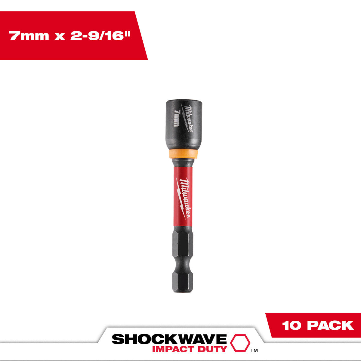 Milwaukee 49-66-0707 SHOCKWAVE Impact Duty 7MM x 2-9/16" Magnetic Nut Driver 10PK - Ace Tool Group - Milwaukee