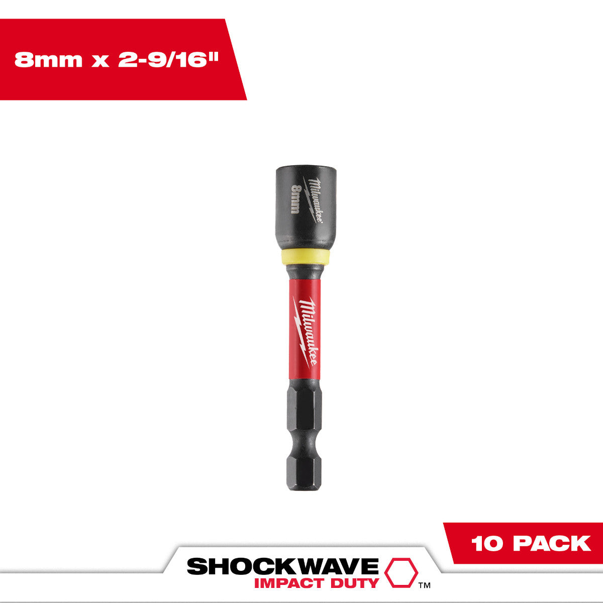 Milwaukee 49-66-0708 SHOCKWAVE Impact Duty 8MM x 2-9/16" Magnetic Nut Driver 10PK - Ace Tool Group - Milwaukee
