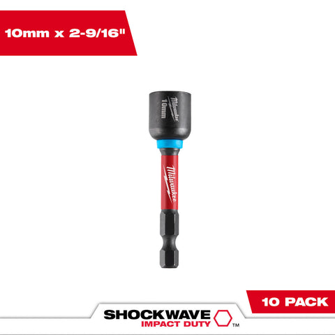 Milwaukee 49-66-0710 SHOCKWAVE Impact Duty 10MM x 2-9/16" Magnetic Nut Driver 10PK - Ace Tool Group - Milwaukee