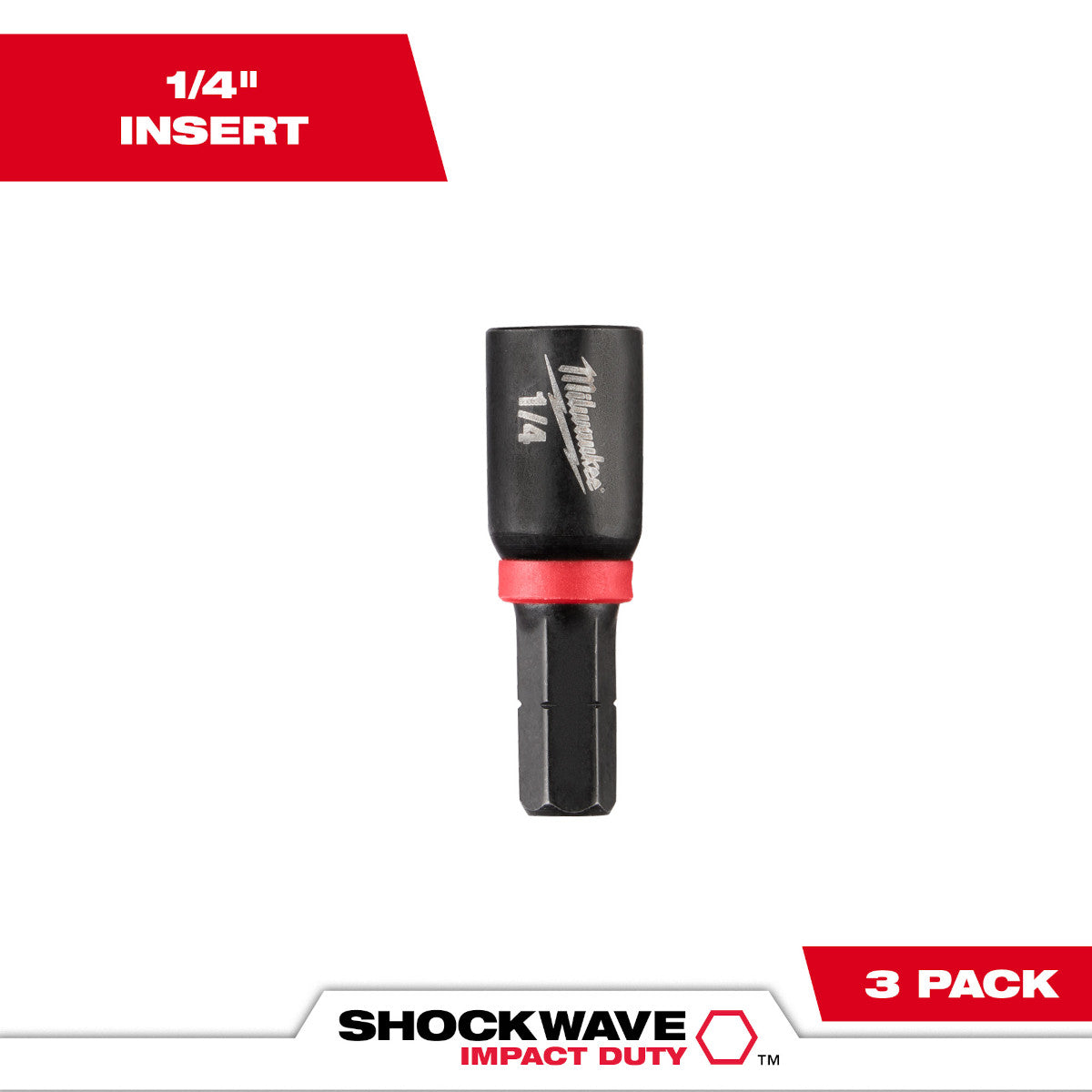 Milwaukee 49-66-4512 SHOCKWAVE Impact Duty 1/4" Insert Magnetic Nut Driver 3PK - Ace Tool Group - Milwaukee