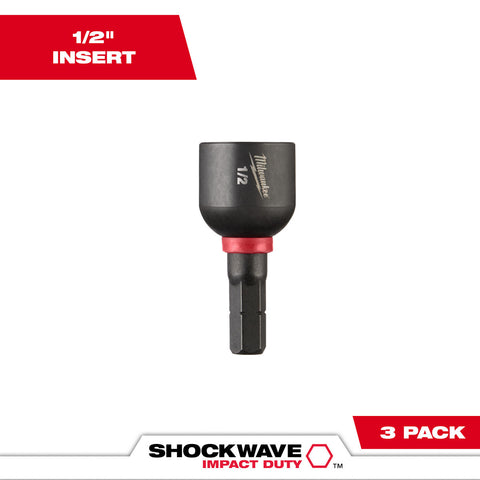 Milwaukee 49-66-4517 SHOCKWAVE Impact Duty 1/2" Insert Magnetic Nut Driver 3PK - Ace Tool Group - Milwaukee