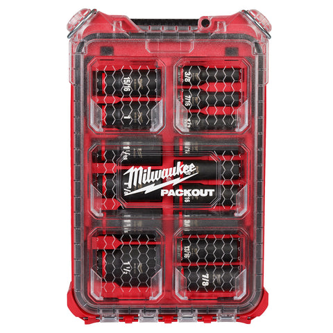 Milwaukee 49-66-6802 SHOCKWAVE Impact Duty Socket 1/2" Dr 15PC SAE PACKOUT  Set - Ace Tool Group - Milwaukee