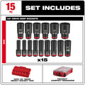 Milwaukee 49-66-6802 SHOCKWAVE Impact Duty Socket 1/2" Dr 15PC SAE PACKOUT  Set - Ace Tool Group - Milwaukee