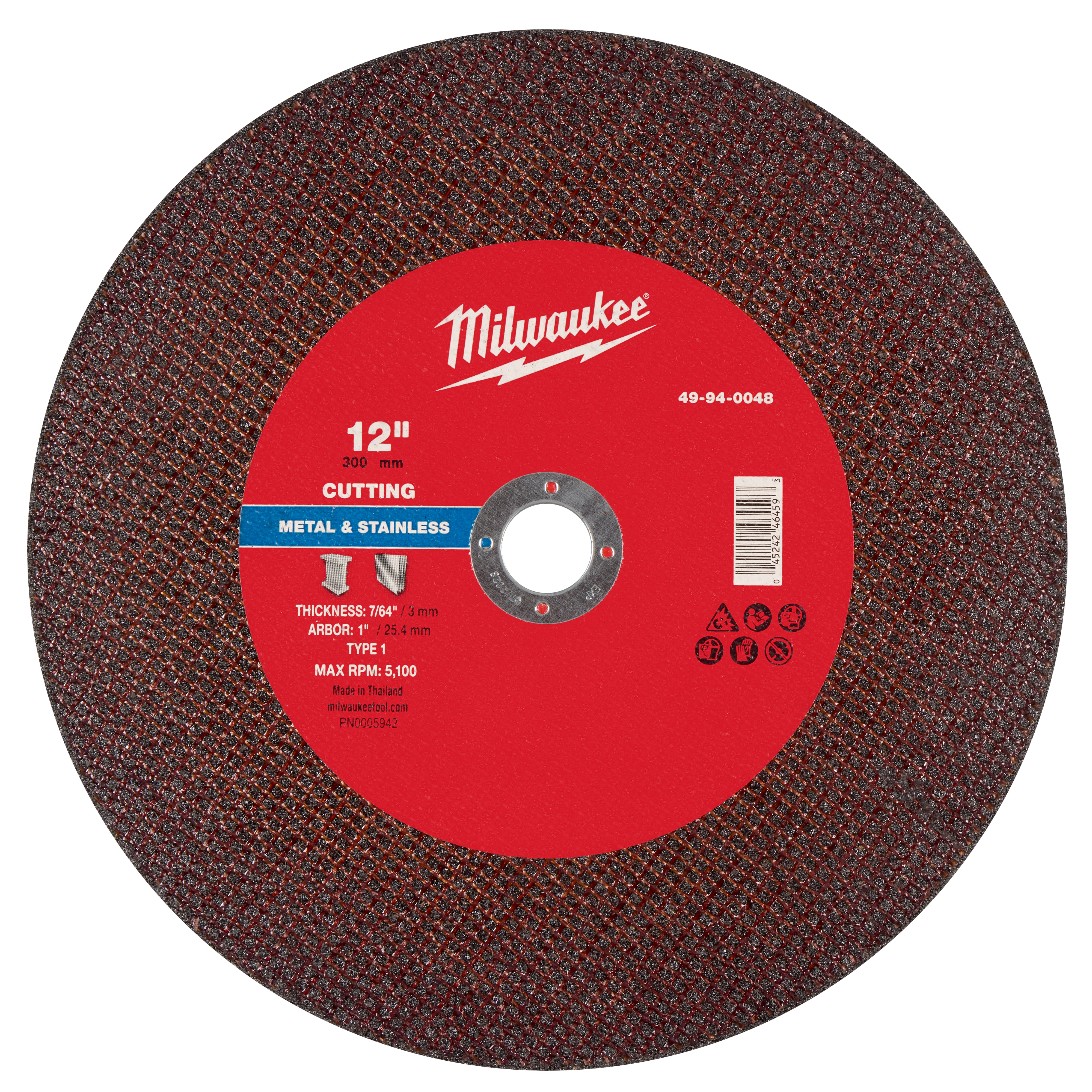 Milwaukee 49-94-0048 12" x 7/64" x 1" Metal Cut Off Wheel -Type 1 - Ace Tool Group - Milwaukee Tool