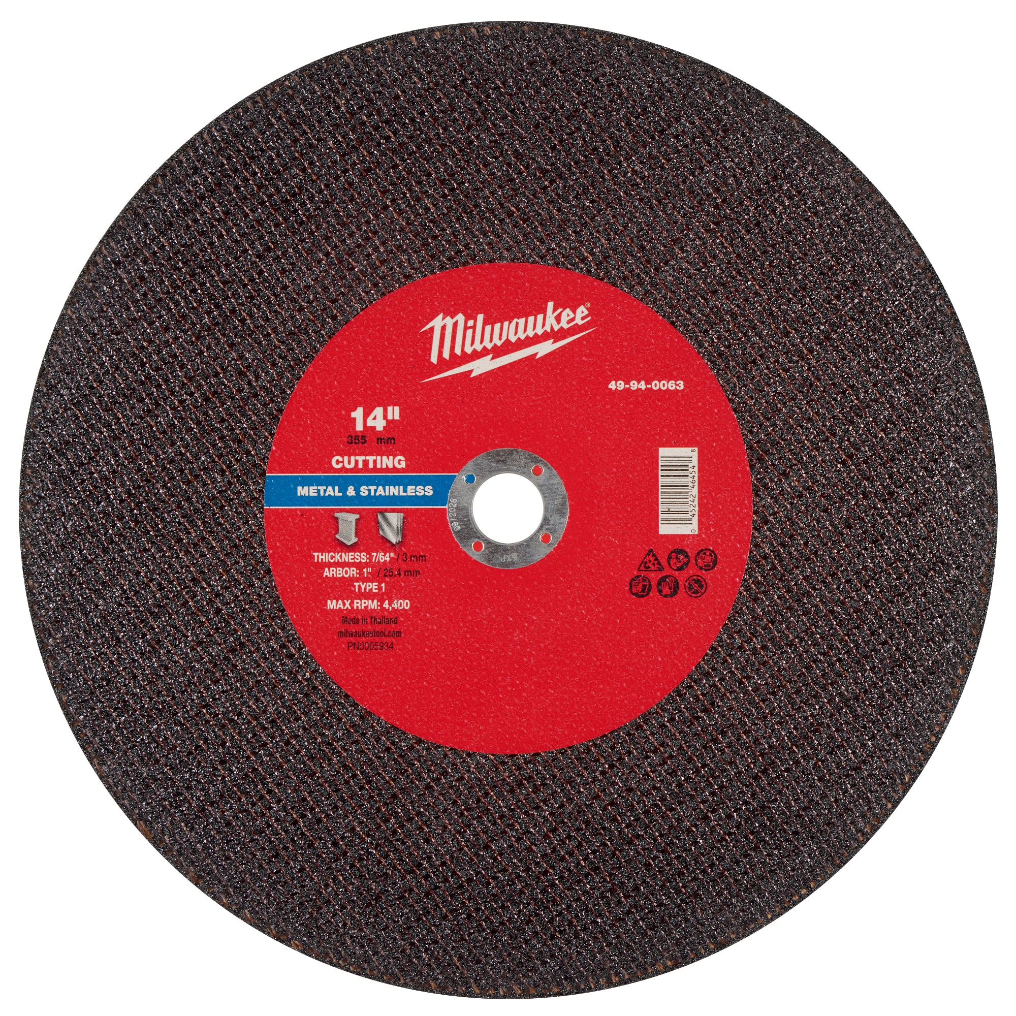 Milwaukee 49-94-0063 14" x 7/64" x 1" Metal Cut Off Wheel -Type 1 - Ace Tool Group - Milwaukee Tool