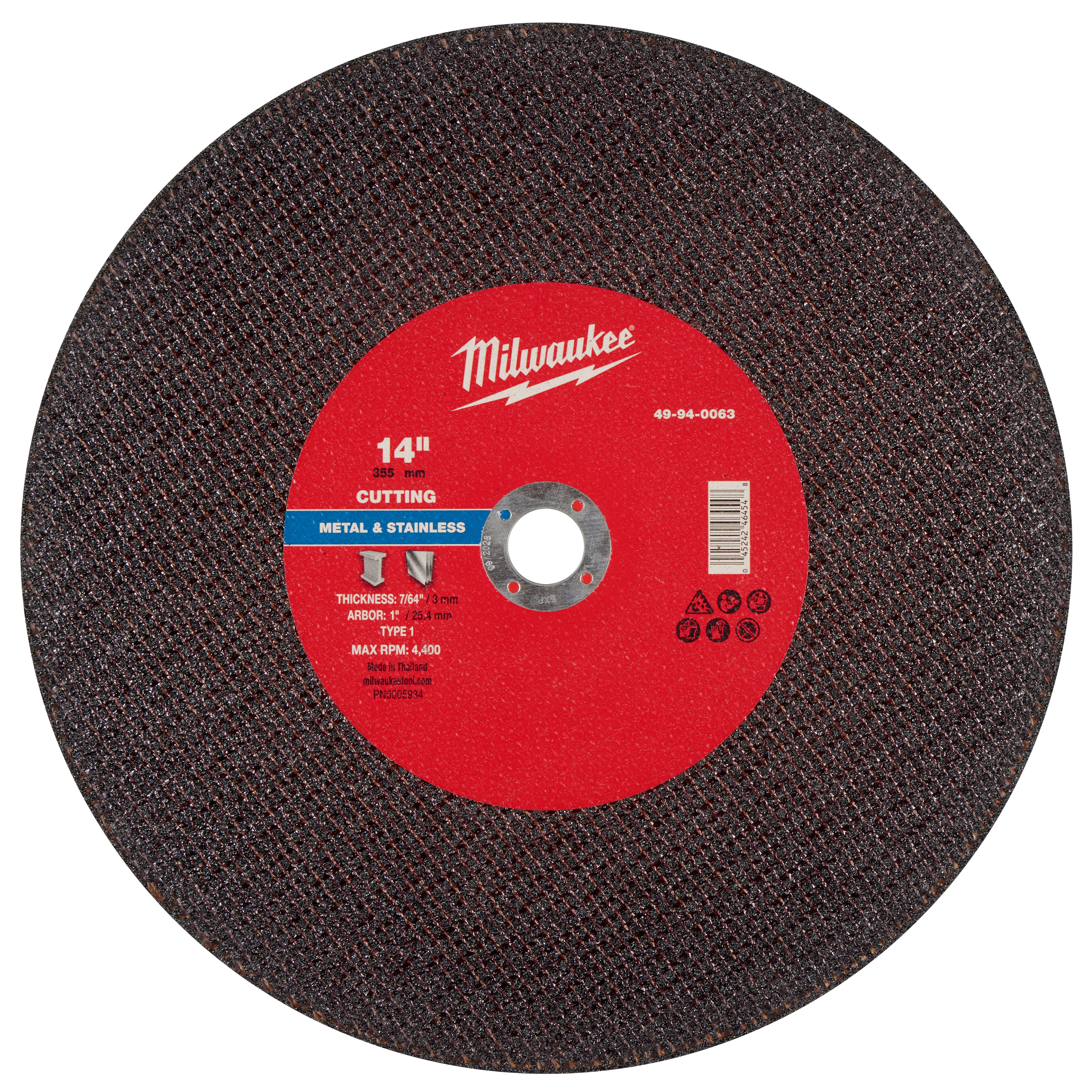 Milwaukee 49-94-0063 14" x 7/64" x 1" Metal Cut Off Wheel -Type 1 - Ace Tool Group - Milwaukee Tool