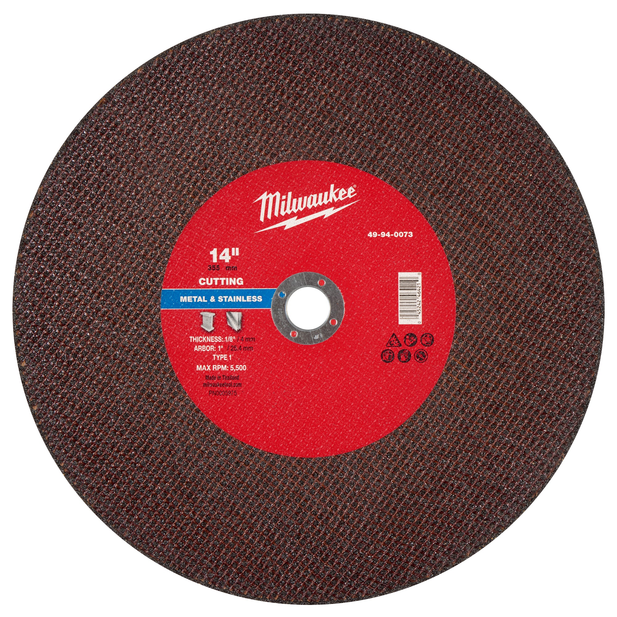 Milwaukee 49-94-0073 14" x 1/8" x 1" Metal Cut Off Wheel -Type 1 - Ace Tool Group - Milwaukee Tool