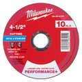 Milwaukee 49-94-0101 4-1/2" x .045" x 7/8" Performance+ Metal Cut Off Wheel - Type 1 - 10pk - Ace Tool Group - Milwaukee Tool