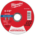 Milwaukee 49-94-0103 4-1/2" x .045" x 7/8" Performance+ Metal Cut Off Wheel - Type 1 - Ace Tool Group - Milwaukee Tool