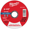 Milwaukee 49-94-0105 4-1/2" x .045" x 7/8" Performance+ Metal Cut Off Wheel - Type 1 - Ace Tool Group - Milwaukee Tool