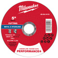 Milwaukee 49-94-0113 5" x .045" x 7/8" Performance+ Metal Cut Off Wheel - Type 1 - Ace Tool Group - Milwaukee Tool