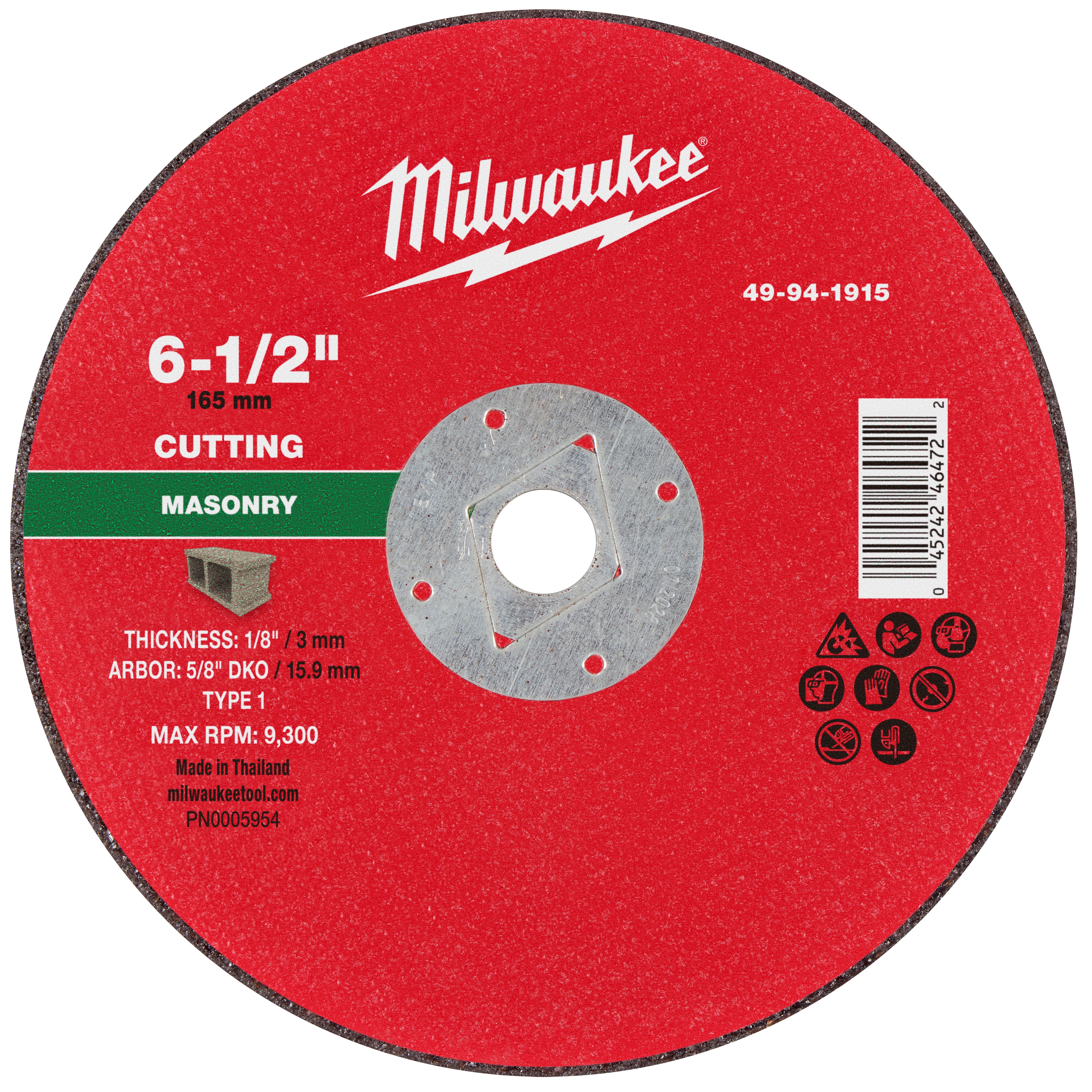 Milwaukee 49-94-1915 6-1/2" x 1/8" x 5/8" DKO Masonry Cut Off Wheel -Type 1 - Ace Tool Group - Milwaukee Tool