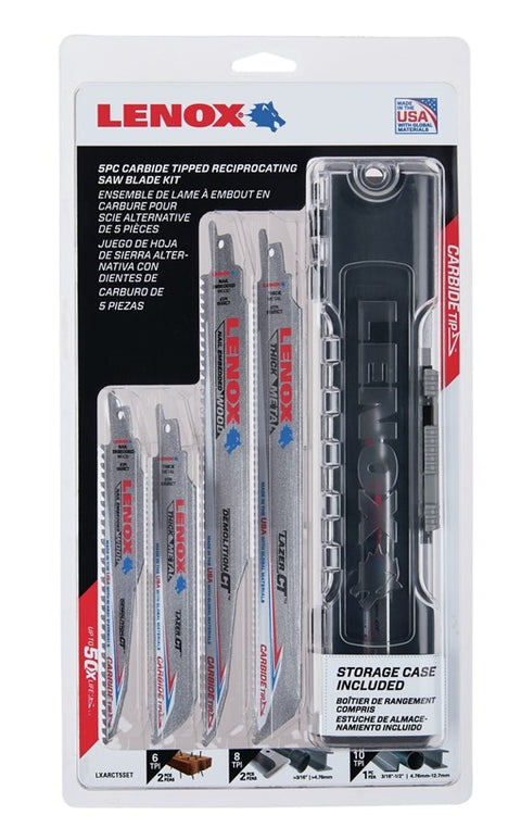 Lenox 5Pc Carbide Tipped Recip Kt W/Case - Ace Tool Group - Lenox