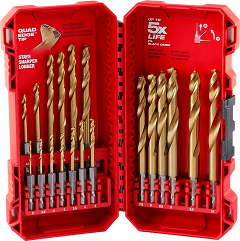 Milwaukee 48-89-4860 SHOCKWAVE Impact Duty RED HELIX Titanium Metric Drill Bit  Set - 19PC
