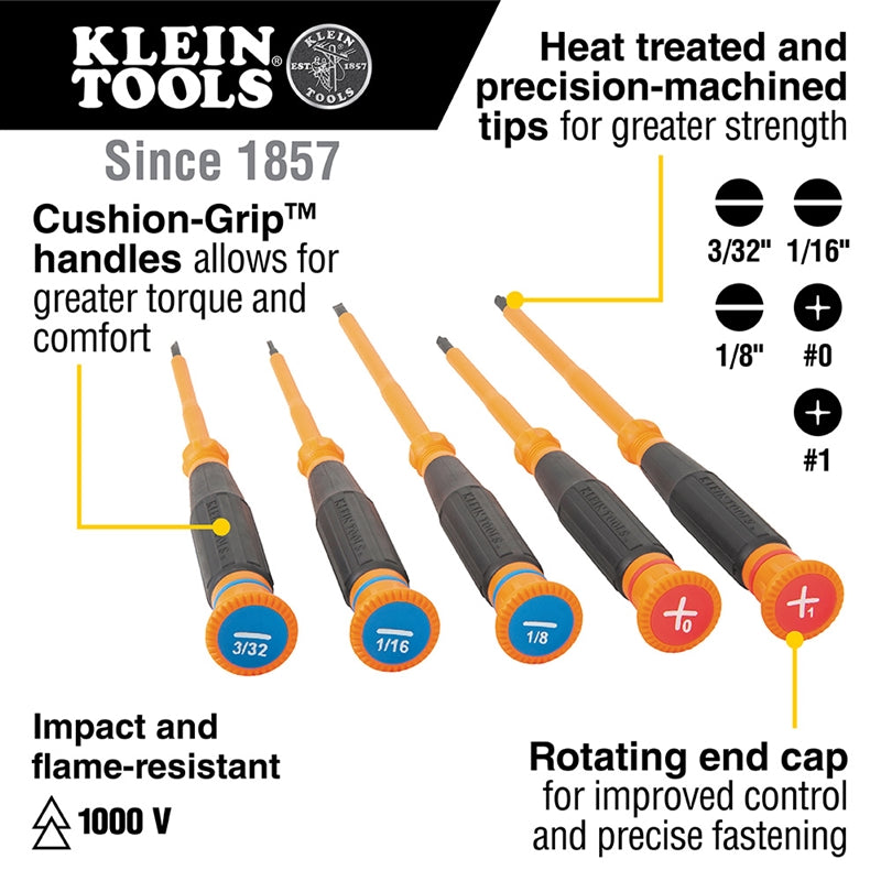 Klein 85615INS Insulated Screwdriver Set, 5 Pc - Ace Tool Group - Klein