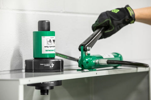 Greenlee 7310SB 11-Ton Hydraulic Knockout Kit with Hand Pump and Slug-Buster® 1/2" - 4" - Ace Tool Group - Greenlee