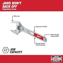Milwaukee 48-22-7508 8" WIDE JAW ADJUSTABLE WRENCH - Ace Tool Group - Milwaukee