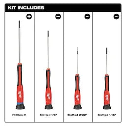 Milwaukee 48-22-2604 4 PC Precision Screwdriver Set - Ace Tool Group - Milwaukee