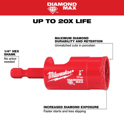 Milwaukee 49-56-0516  7/8" Diamond Max Hole Saw Bit - Ace Tool Group - Milwaukee