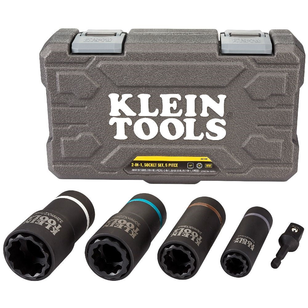 Klein 66050E 2-in-1 Metric Impact Socket Set, 12 pt, 5 pc - Ace Tool Group - Klein
