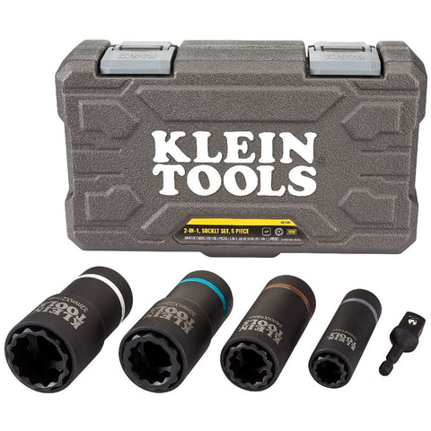 Klein 66050E 2-in-1 Metric Impact Socket Set, 12 pt, 5 pc - Ace Tool Group - Klein