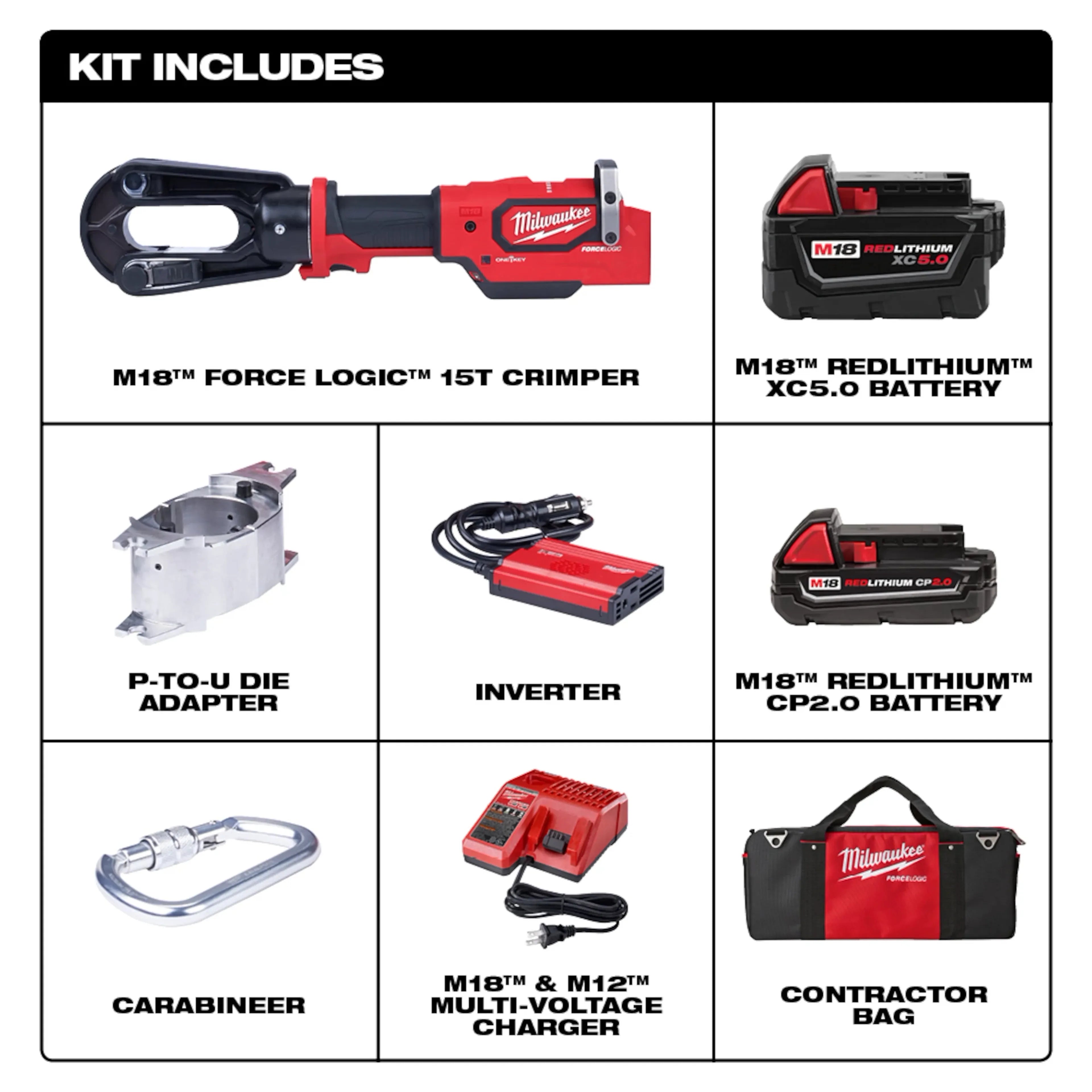 Milwaukee 2879-22 M18 FORCE LOGIC 15T Crimper Kit - Ace Tool Group - Milwaukee