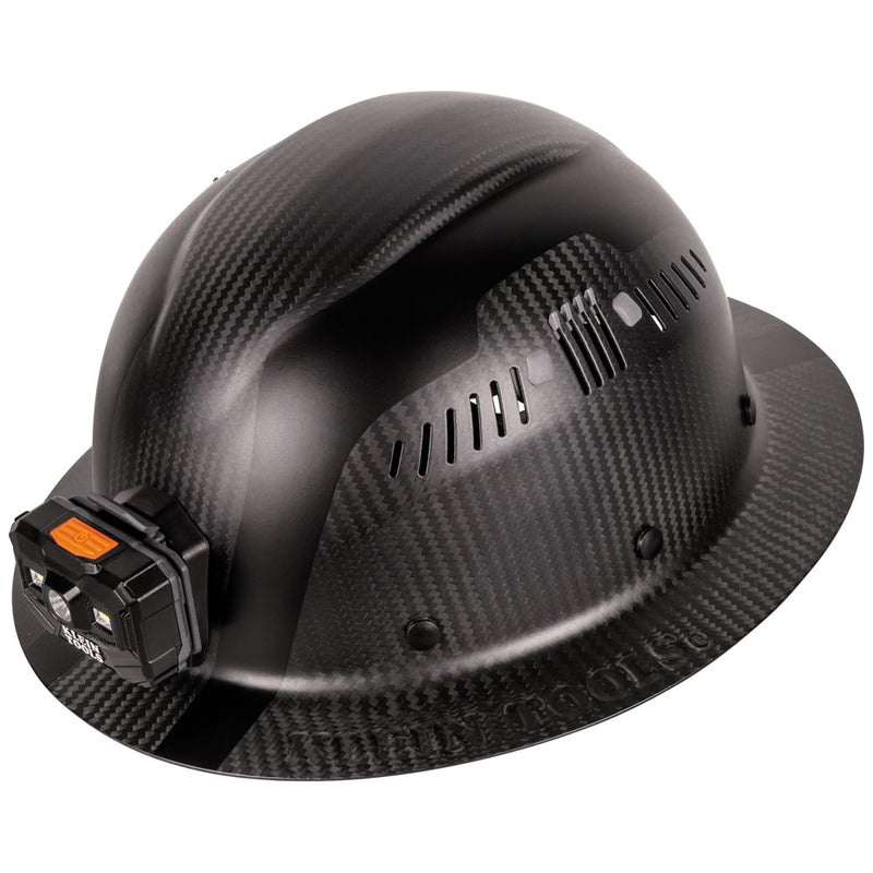 Klein Tools Klein Carbon Fiber Full Brim Hard Hat with Headlamp, Titan - Ace Tool Group - Klein