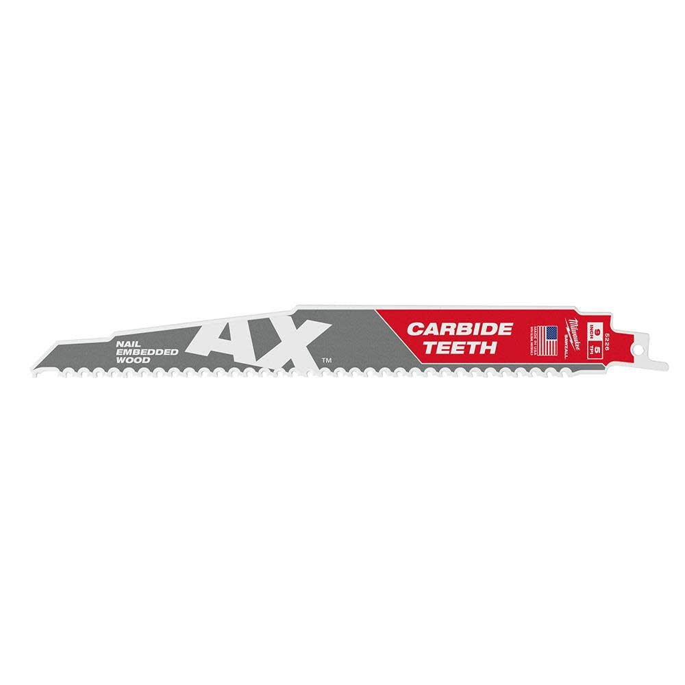 Milwaukee 48-00-8526 9" 7TPI The AX with Carbide Teeth SAWZALL Blade 25PK - Ace Tool Group - Milwaukee