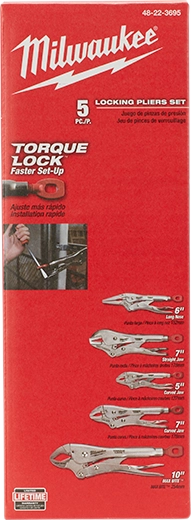 Milwaukee 48-22-3695 5pc Torque Lock Pliers Kit - Ace Tool Group - Milwaukee