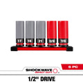 Milwaukee 49-66-7831 SHOCKWAVE Impact Duty 1/2 Drive SAE & Metric 5PC Lug Nut Wheel Socket Set - Ace Tool Group - Milwaukee