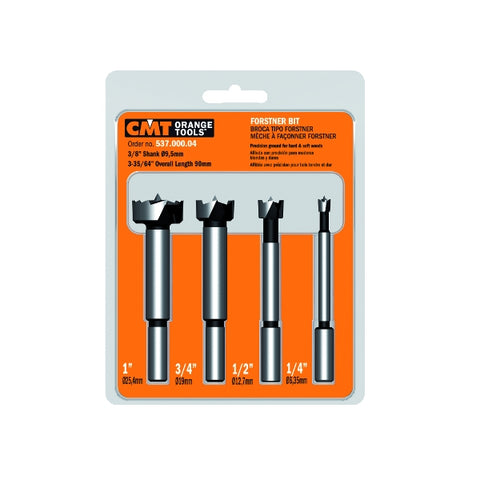 CMT 537.000.04 Four-Piece Forstner Bit set,  1/4 -1/2-3/4-1-Inch Diameters, 3/8-Inch Shank. - Ace Tool Group - CMT