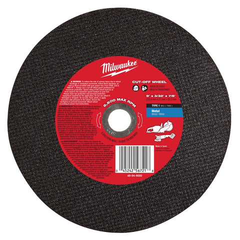 Milwaukee 49-94-9000 9 in. Metal Cut-Off Wheel - Bulk (25) - Ace Tool Group - Milwaukee