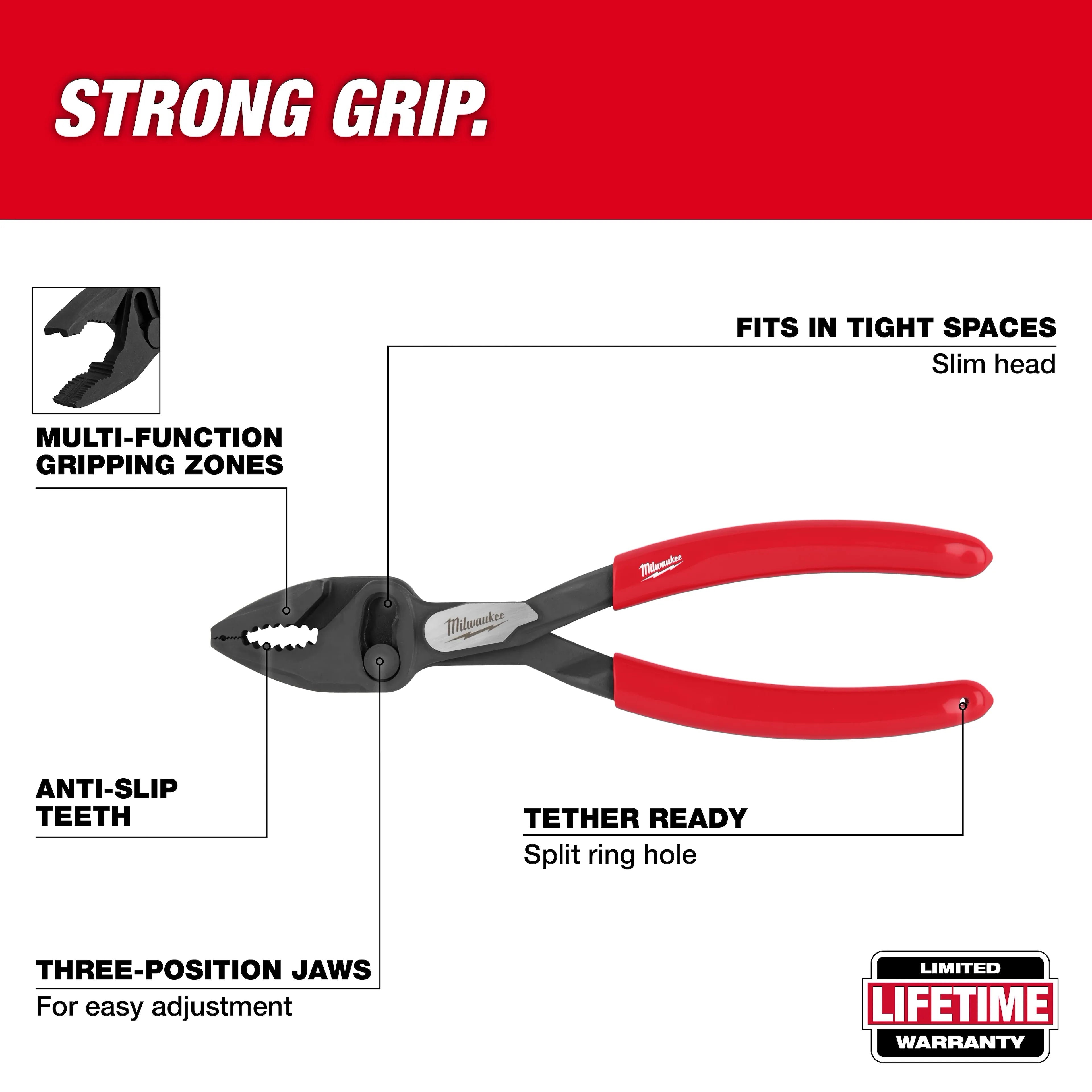 Milwaukee 48-22-6240 8" Slip Joint Pliers - Ace Tool Group - Milwaukee
