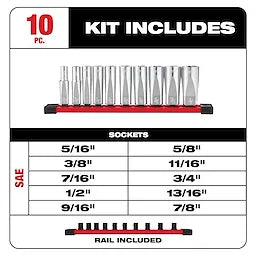 Milwaukee 48-22-9405 3/8" Drive 10pc Deep Well Socket Set - SAE - Ace Tool Group - Milwaukee