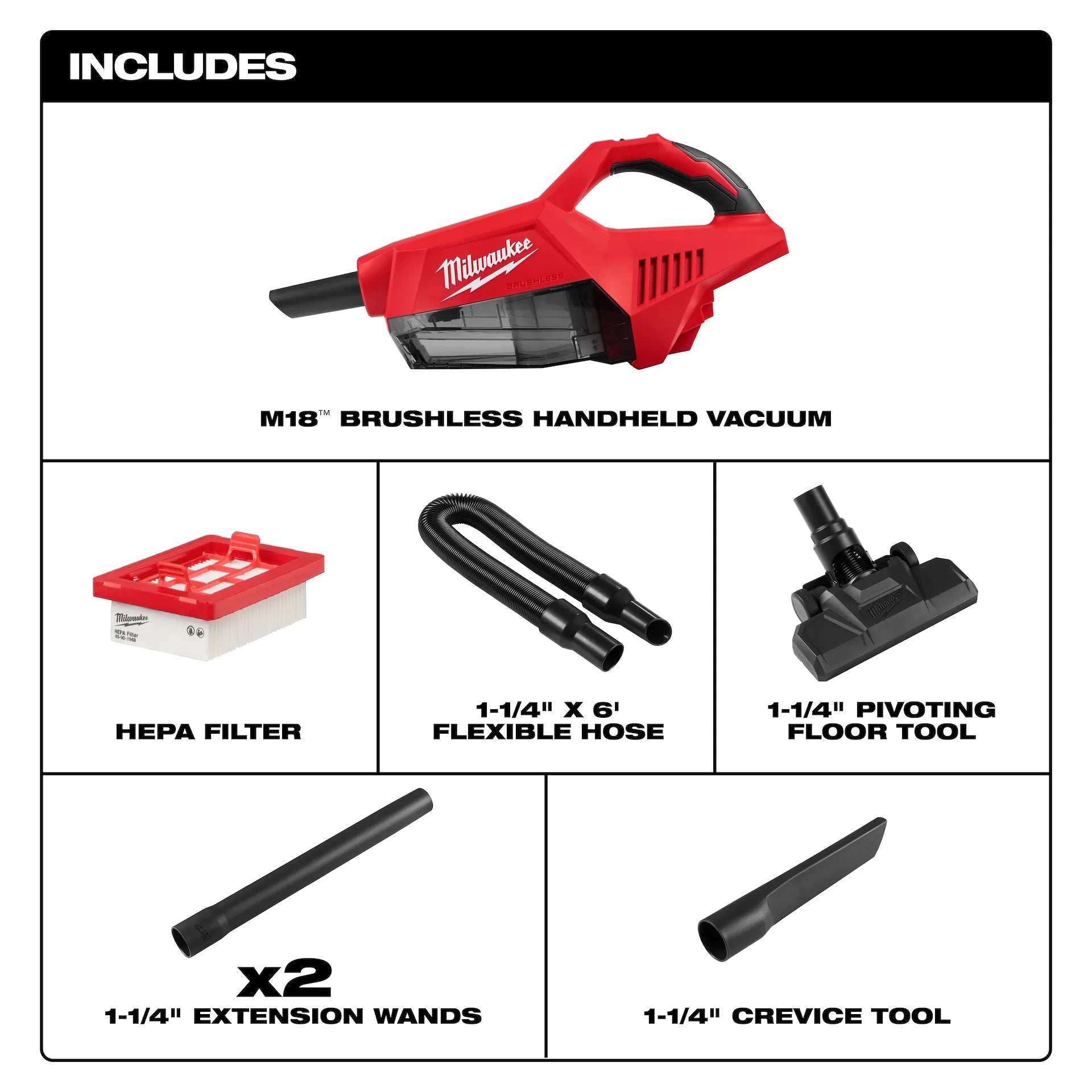 Milwaukee 0892-20 M18 18-Volt Lithium-Ion Brushless Bagless Cordless HEPA Handheld Vacuum