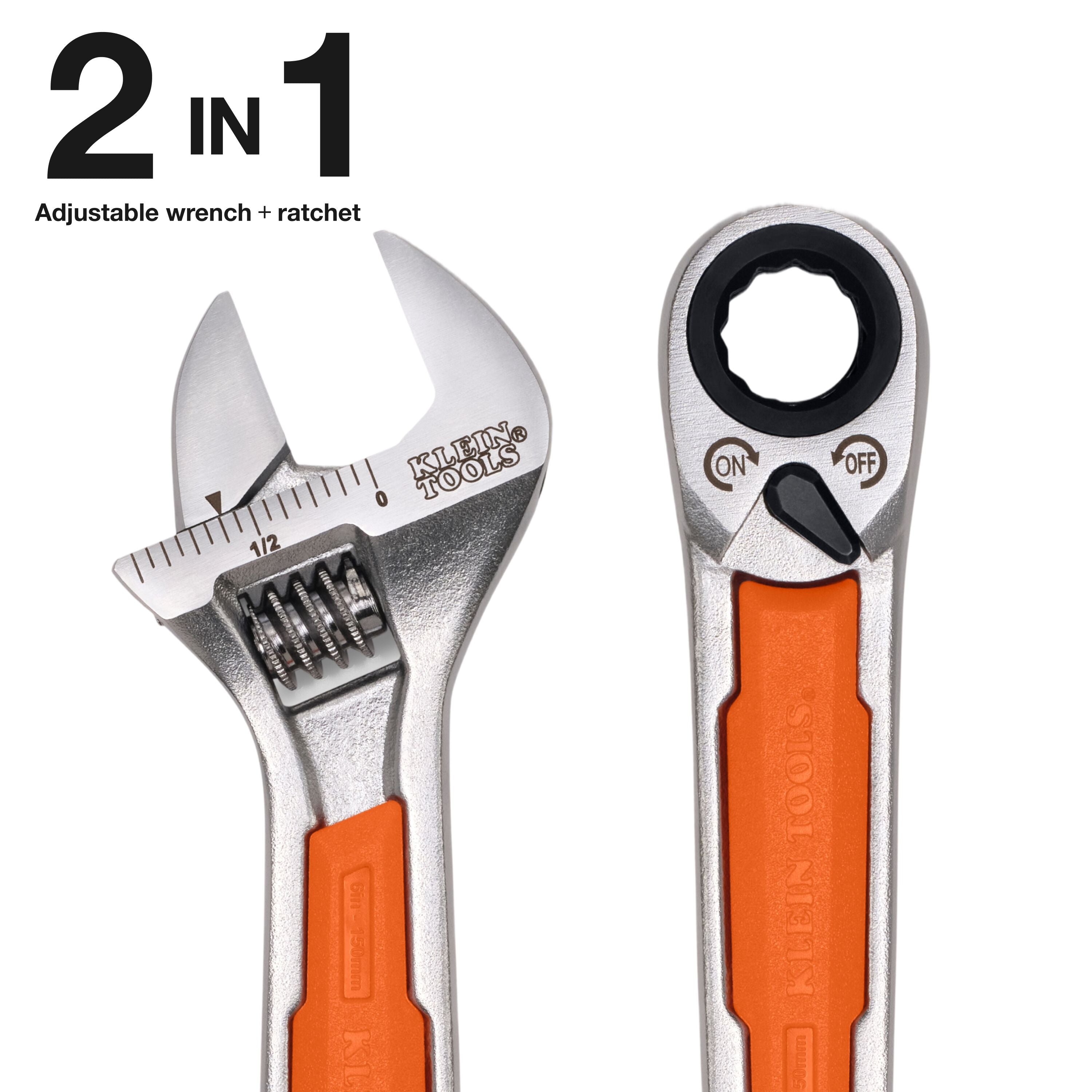 Klein 5076RT KNECT 6-Inch Adjustable Wrench with Pass-Through Ratchet