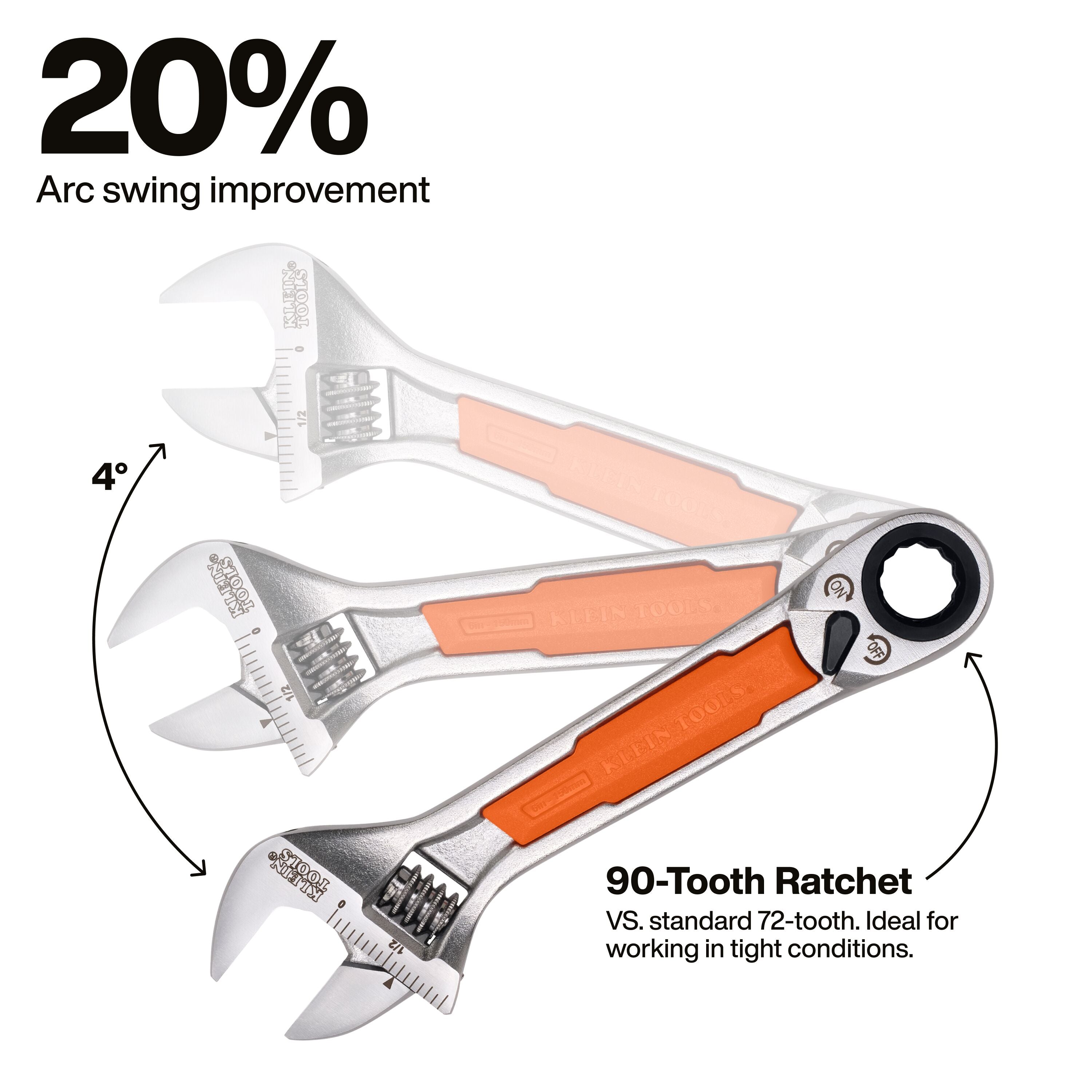 Klein 5076RT KNECT 6-Inch Adjustable Wrench with Pass-Through Ratchet