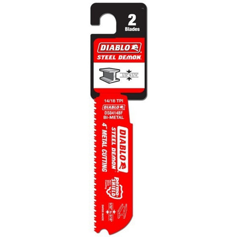 Diablo Tools 4" 14/18Tpi Bi-Metal Reciprocating Saw Blades For Medium Metal (2-Pack) - Ace Tool Group - Diablo
