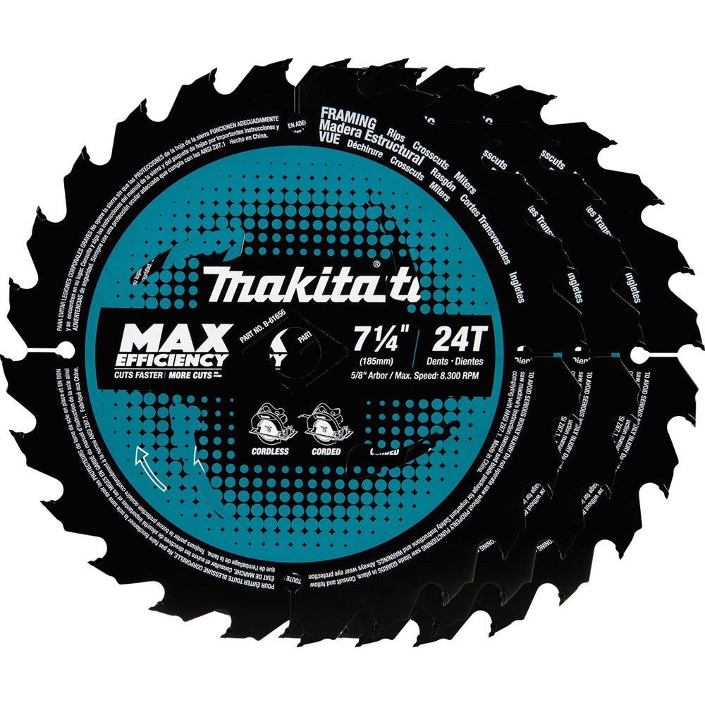 Makita B-61656-3 7-1/4 in. 24T Circular Saw Blade 3pk - Ace Tool Group - Makita