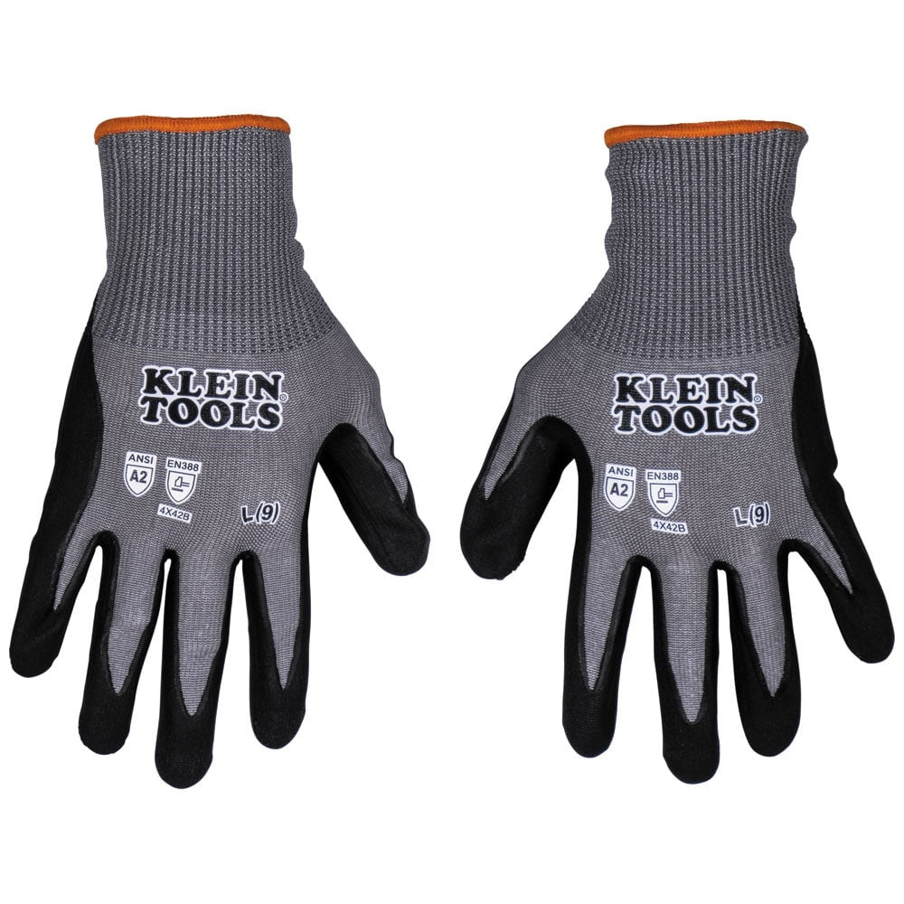 Klein Tools 60585 A2 Cut Knit Dipped Gloves, L, 2-Pr - Ace Tool Group - Klein