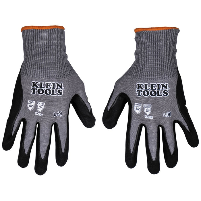 Klein Tools 60585 A2 Cut Knit Dipped Gloves, L, 2-Pr