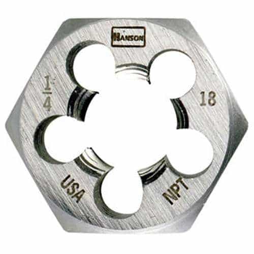 Irwin 6702 High Carbon Steel Hexagon Taper Pipe Dies - Die 1/8-27 1 Npt Hex Hanson [Set Of 10] (6702) - Ace Tool Group - Irwin