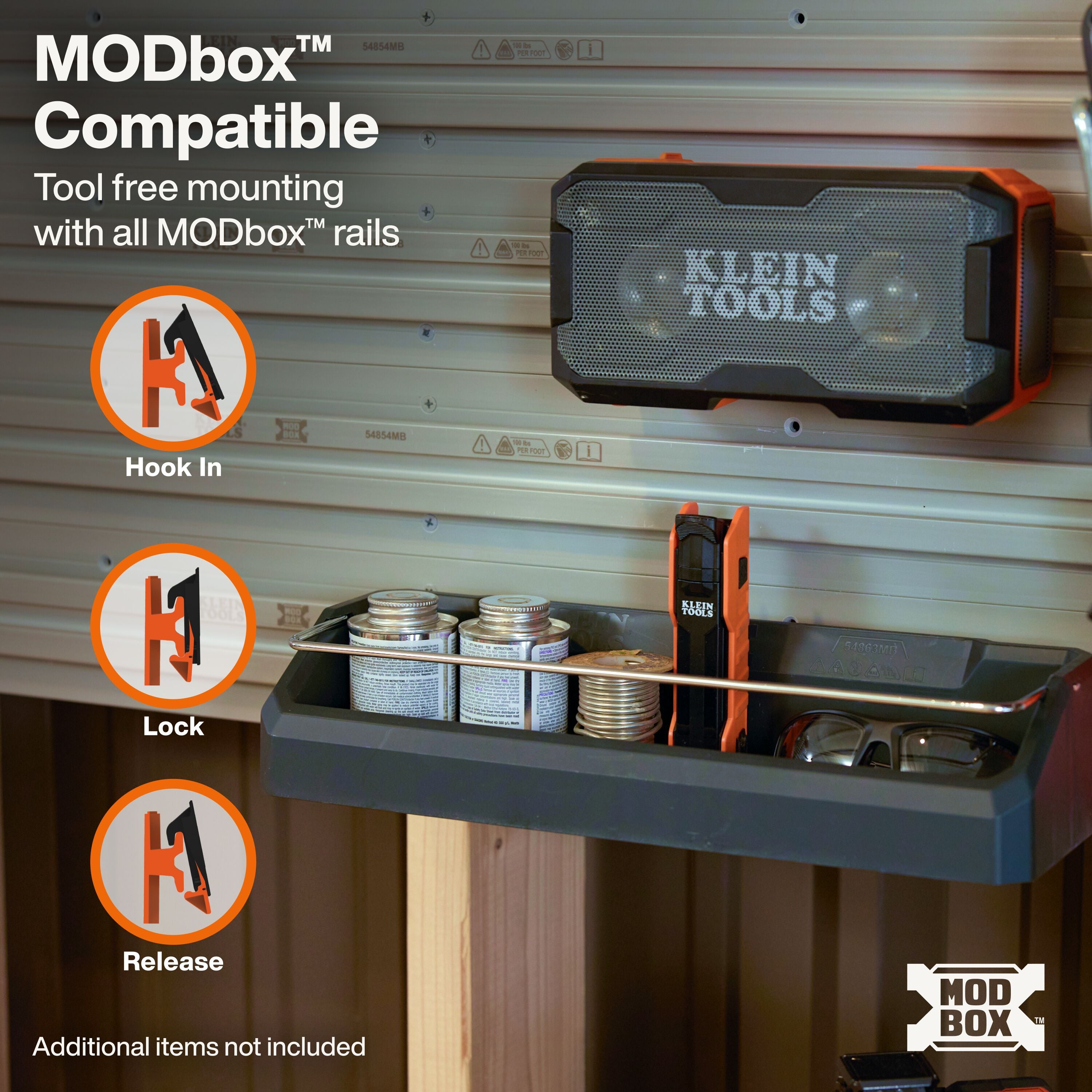 Klein 54863MB MODbox Wall System, Narrow Shelf - Ace Tool Group - Klein