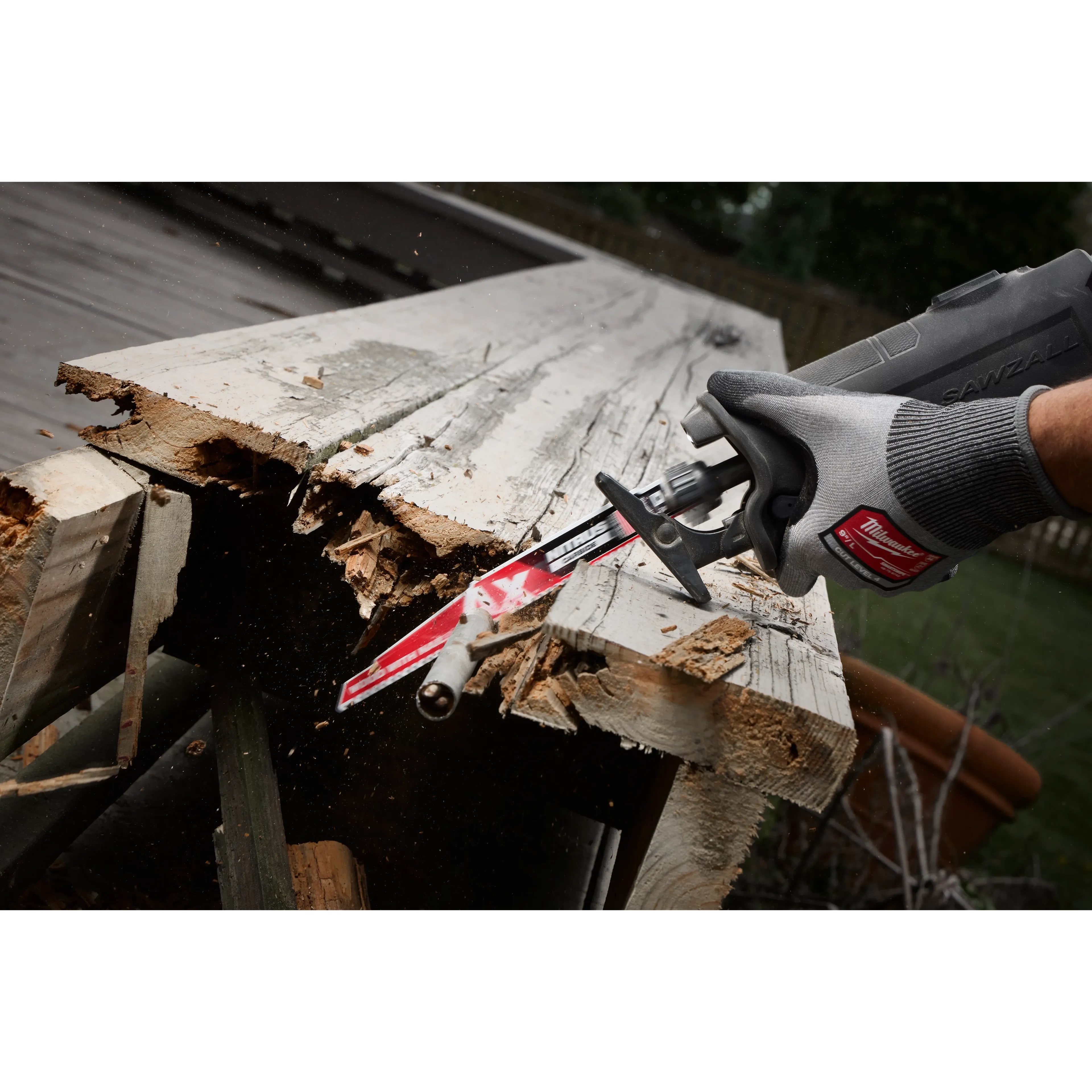 Milwaukee 48-00-7553 12" 5 TPI AX™ w/NITRUS™ Carbide Teeth SAWZALL® Blade for Wood with Nails 5PK - Ace Tool Group - Milwaukee