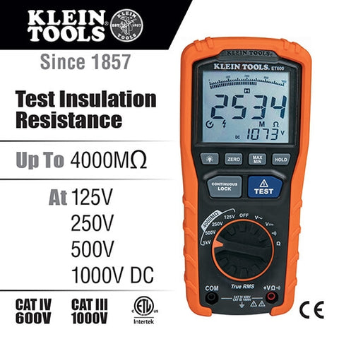 Klein Tools ET600 Insulation Resistance Tester - Ace Tool Group - Klein