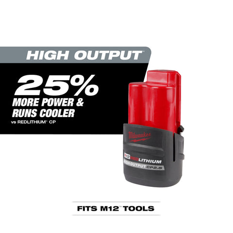 Milwaukee 48-11-2425 M12 RedLithium HIGH OUTPUT CP2.5 Battery Pack - Ace Tool Group - Milwaukee