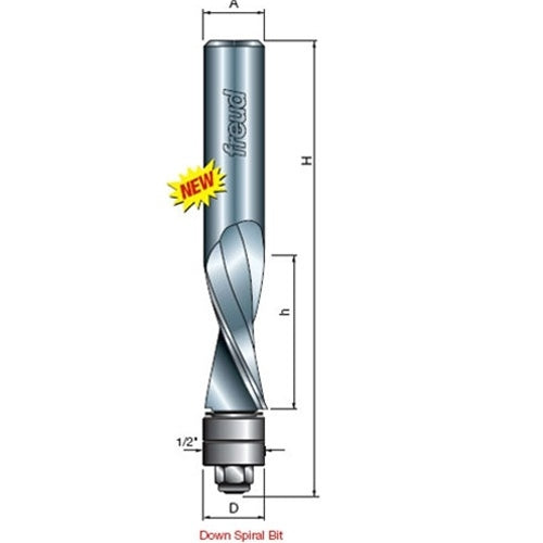 Freud Tools 1/2" (Dia.) Flush Trim Down Spiral Bits - Ace Tool Group - Freud