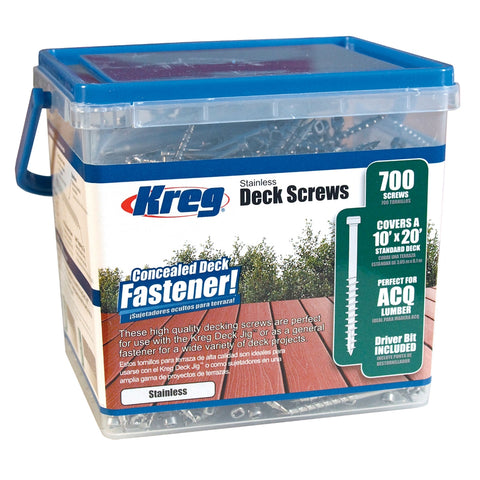 Kreg Stainless Steel Deck Screw - 2", #8 Coarse, Pan Head, 700ct - Ace Tool Group - Kreg