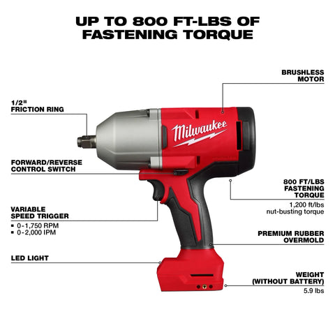 Milwaukee M18 FUEL 1/2 in High Torque Impact Wrench - Ace Tool Group - Milwaukee